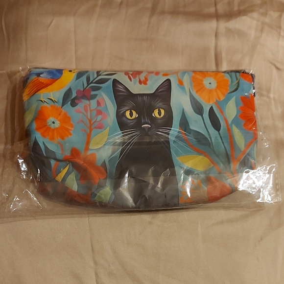 Floral Cat Cosmetic Bag - Picture 1 of 2